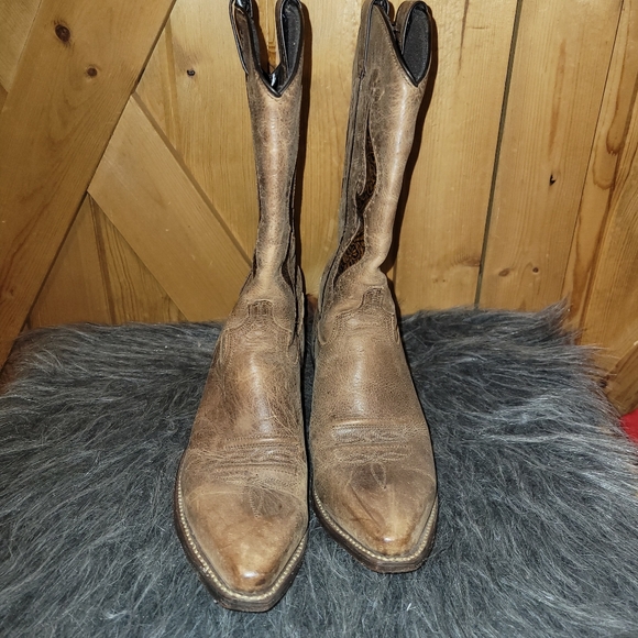 Abilene Leather Cowboy boots Tooled Inlay Womens Size 8 - Picture 4 of 16